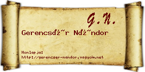 Gerencsér Nándor névjegykártya